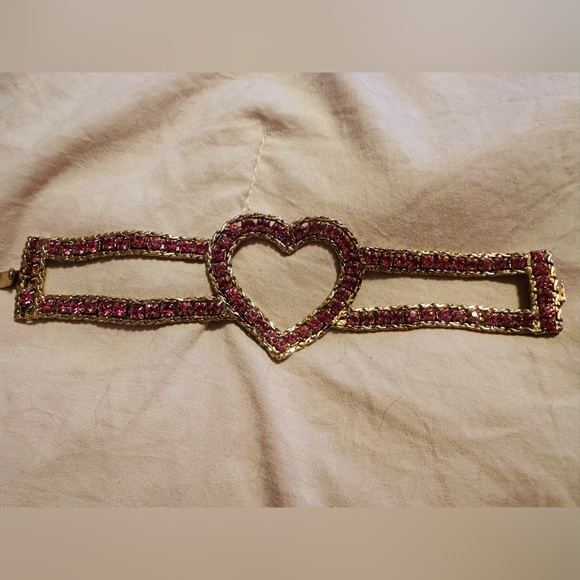 Coach Jewelry - Authentic Coach Vintage Gold and Pink Heart Bracelet! READ